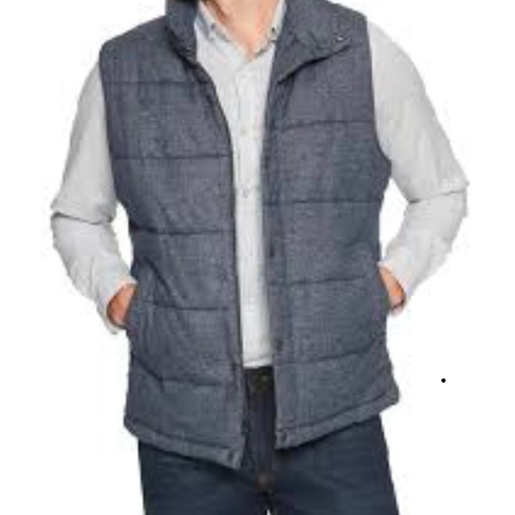 Mens Blue Heather Quilted Vest 